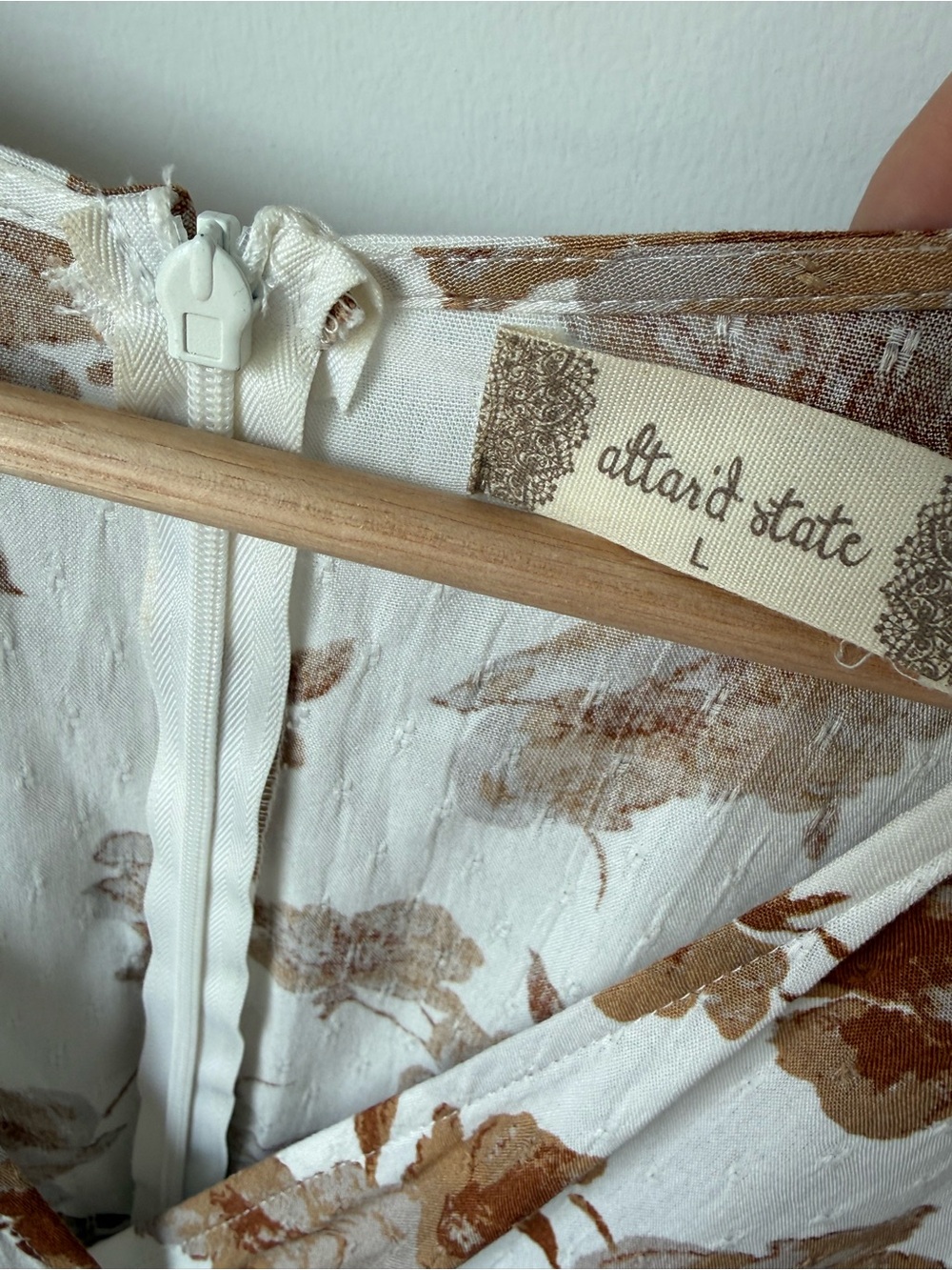 Altr’d State White Floral Wrap Dress with Brown Flower Print - Picture 2 of 7